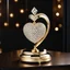 Placeholder: A magnificent golden and silver heart-shaped sign adorned with a stunning golden sphere encrusted with sparkling diamond clusters at its center, elegantly spinning in position.