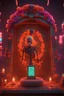 Placeholder: Cyberpunk Day of the Dead 3D illustration of Altars are a very Mexican and Latin way of honoring those that have passed away, Cyberpunk glow glowing illustration neon artificial technology beauty cyber, smooth 3D digital art, exquisite 3D rendering, 4K, blender, c4d, octane rendering, 3D Disney style lighting, Zbrush sculpting, highly detailed realistic fabric, concept art, high detail Zbrush