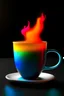 Placeholder: A cup of hot coffee with water vapor coming out of it, hyper-realistic، 8k, Delightful colors