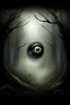 Placeholder: forest fog, superbig full moon, Bosch painting style , face evil angry , super big eyes, circles eyes,