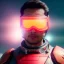 Placeholder: portrait, eternal samurai fusion space suit, floating in space, sun burning bright in background, neon light, 8k, 3d, blender