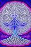 Placeholder: Tree of life; fractal art; optical art; m. c. escher; electric blue to pink to white gradient
