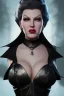 Placeholder: Lana Turner as evil queen in black leather, leather, busty, cleavage, angry, stern look. character design by cory loftis, fenghua zhong, ryohei hase, ismail inceoglu and ruan jia. unreal engine 5, artistic lighting, highly detailed, photorealistic, fantasy