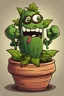 Placeholder: Cartoon rubberhose boss plant in a pot