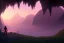 Placeholder: small dark elf man, drizzt, pink eye, fantasy, forest, sunset, mystic, fog render unreal, cave exit, mountain, 2 scimitars, big landscape, green hood, big black cat