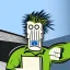 Placeholder: very angry working factory man, picasso style