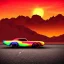 Placeholder: art deco, cyberpunk, neon muscle cars racing, desert road, sunset, full colour, hd,