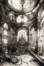 Placeholder: panorama, zodiac signs, filigree, swirling chaos in the Baroque style of the interior, mysticism, dramatic atmosphere, overdetalization, drawing details with ink