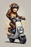 Placeholder: Monkey riding on a scooter making a wheelie with sunglasses on, cartoonize, logo