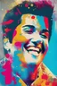 Placeholder: Elvis in colourful art, smiling. abstract