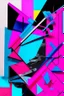 Placeholder: Abstract art collage bright neon pink and blues in style of phil hsle