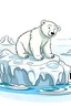 Placeholder: A cute polar bear cub playing on an iceberg, surrounded by the icy of the Arctic coloring pages for kids, white background, full body, only use outline, no shadows, clear and well outlined