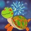 Placeholder: Turtle and Fireworks