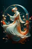 Placeholder: Create illustration of a woman whirling dervish symbolizing peace as if floating with doves