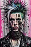 Placeholder: Ultra detailed medium portrait painting of anxiety torn up punk poster, broken circuitry background, matrix effects, punk visual art, punk art aesthetic, graffiti art, pop surrealism, collage art, cluttered paint glitches