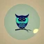 Placeholder: Owl + moon. Logo design minimalist. Soft colors. Simple,