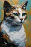 Placeholder: a painting of a cat on a black background, style of ian hubert, made out of shiny white metal, kenny mcbride neo-impressionism expressionist style oil painting, smooth post-impressionist impasto acrylic painting,
