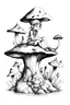 Placeholder: Watercolor black and white elf seated on a mushroom