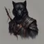 Placeholder: dnd, portrait of black wolf-human with bow