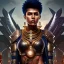 Placeholder: fantasy setting, woman, dark-skinned, indian, ranger, 23 years old, mohawk haircut, mohawk haircut, long hair