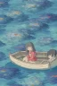 Placeholder: cute happy tiny ocean demon sitting in a boat, intricately detailed, photorealistic, oil on canvas, trending on art station, high definition, hdr, cute, beautiful in sunshine