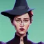 Placeholder: Portrait of a 30 year old witch like Renée Zellweger and Mary Poppins