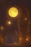 Placeholder: abstract, Moon like lamp in a dwarven mine underground, dungeon