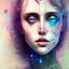 Placeholder: illustration of cyberpunk singer Danish MØ face by <agnes cecile> , crystals,opalescent,bright,