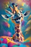 Placeholder: A smiling giraffe waking up from a nap in a colorful and magical jungel