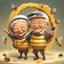 Placeholder: Happiness grandma and grandpa are healthy in a planet of honey stingless bee, realistic