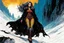 Placeholder: Create a fine art print , full body illustration of an epic fantasy Lankhmar sorceress Girl , with finely lined and detailed facial features, in a ragged sable fur coat, ,battered riding boots, , in the comic book style of Bill Sienkiewicz, Philippe Druillet, and Jean Giraud Moebius, precisely drawn, colored and inked