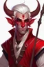 Placeholder: servant male red tiefling white hair dnd