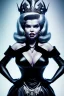 Placeholder: portrait of jayne mansfield as evil queen in black leather gown, leather, angry, stern look, volumetric lighting, particales,highly detailed,cinematic, deep colours,8