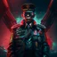 Placeholder: The president of Republic Indonesia in militiary cyberpunk style