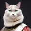 Placeholder: beautiful smooth realistic Japanese samurai robot cat body, run on dark cosmos background, cat еye, extremely sharp detail, finely tuned detail, ultra high definition, 8 k, unreal engine 5, ultra sharp focus, accurate sword wings, positive smile, lot of details, fit within portrait, Ambiance dramatique