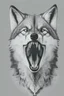 Placeholder: A picture of a wolf's face showing its fangs And his mouth is closed , with precise details, a white line drawing color, no background, The picture is vertical on the face and the fangs appear from the side of the mouth