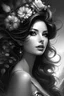 Placeholder: beautiful fantasy woman black and white