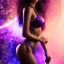 Placeholder: nigth city scape full body shot, masterpiece, best quality, black skinned, sparkling eyes, fluorescent skin,purple-dark makeup, gangsta style , highly detailed body, sun light, 4K, RAW, depth of field, high contrast, realistic details, 24mm