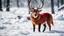 Placeholder: RageStyle dynamic shot of an adorable angry little red reindeer, sitting in the snow high quality, adorable, wearing a red ruby collar