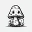 Placeholder: mushroom, black and white, cartoon, drawing, cute, outline, creature, simple