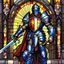 Placeholder: male knight with stained glass armor 90's tcg art fantasy