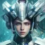 Placeholder: A portrait of a crystallized android robot, Japanese samurai style armor, ultra realistic, unreal engine, cinematic lighting, octane render, random colurs, cosmic ambiance, masterpiece art by Yoji Shinkawa, head fit inside picture