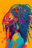 Placeholder: colorful Illustration of black woman with locs for UX design portfolio