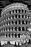 Placeholder: Beneath the starry night sky, the Colosseum stands as a colossal silhouette, bathed in moonlight. Within, a gladiatorial match unfolds under the soft glow, the combatants illuminated by flickering torches, their silhouettes against the ancient architecture, evoking a sense of mystique and ancient power. Coloring page book, artline, sketch, White background. coloring page book.