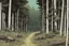 Placeholder: clearing, forest,overgrown, post-apocalyptic, comic book,