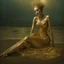 Placeholder: (Masterpiece1:5) By(Jan Saudek:Natalie Shau:1.5) (highest quality) (ultradetailed:1.5),bright Foreground with (gold sparkles floating Intricately through the painting:1.5),attractive and content woman 😁, she sits on the beach with snoot lighting is the defining light source,gold dress melting into the sand 😅),dreamlike, (surreal:0.5) beach with soft sand, High contrasts, vibrant colors, flawless Composition,Soft Lighting Create Depth Of Field. accentuates the beauty of the piece,provocative ar