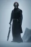 Placeholder: All Black Anakin Skywalker soldier, ghost, wearing high tech mask, white smoke, dark, rage, sorrow, high definition, ultra 8 k, volumetric lighting, blue fire, fog