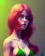 Placeholder: isometric art of a short Succubi girl with deep red hair and green eyes, soft lighting, complimentary pastel gradients, high definition, 3d icon clay render, blender 3d