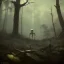 Placeholder: franz frazetta style, skeleton lurking in the forest clearing, night