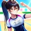 Placeholder: Clear focus, 8k, high quality, detailed, beautiful lighting, girl, vibrant colors, black long hair, vibrant golden eyes, ponytail, gym clothes,